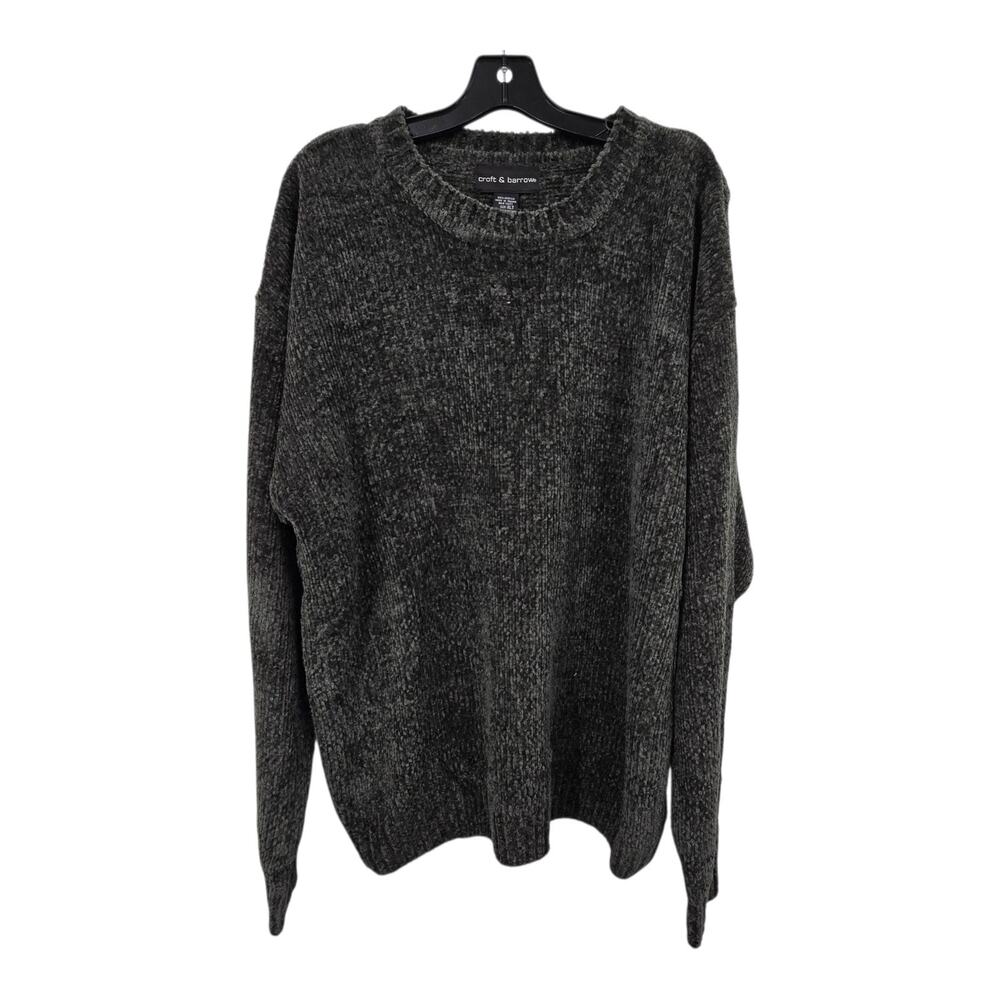 Vintage Y2K NEW Chenille‎ Sweater Mens XLT Gray Crew Preppy Dad Grandpa Casual